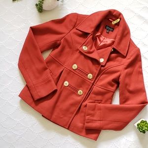 Topshop Red Double Breasted Wool Coat